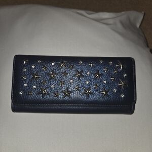 Jimmy Choo Navy Blue Star-Studded Women's Wallet